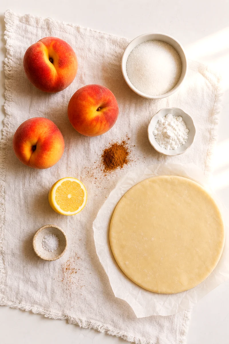peach-cobbler-pie-ingredients-flat-lay