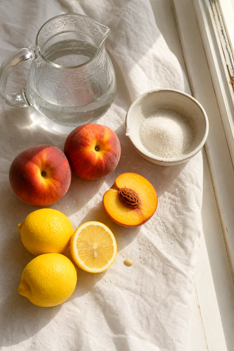 peach-lemonade-ingredients-flat-lay