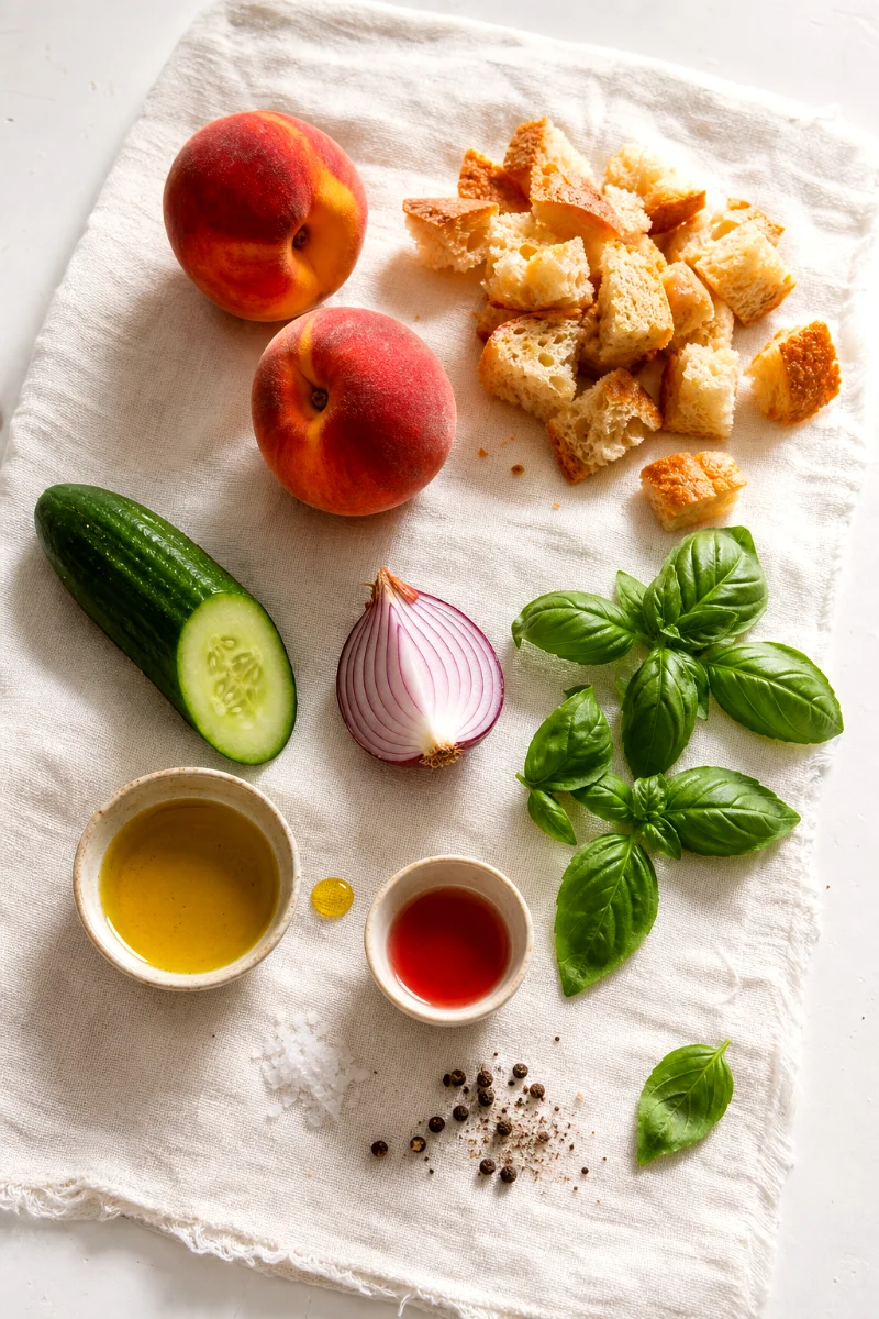 peach-panzanella-ingredients-flat-lay