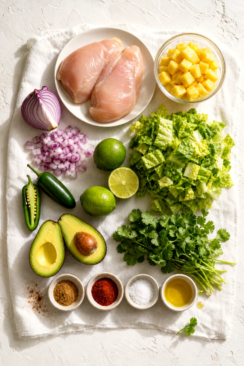 pineapple-salsa-chicken-taco-salad-ingredients