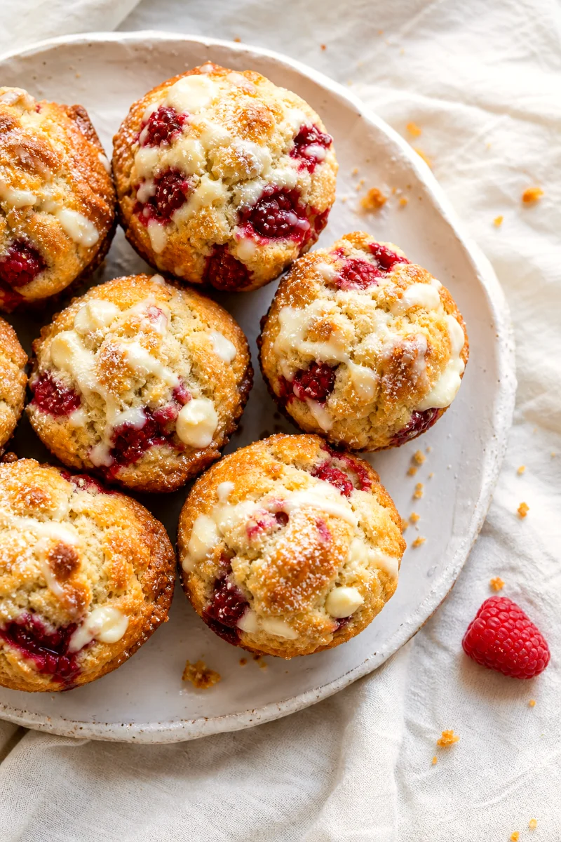 raspberry-white-chocolate-muffins-top-down