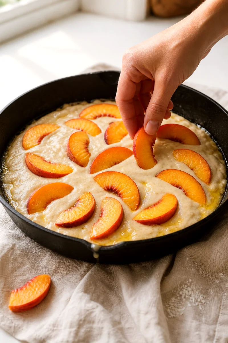 skillet-peach-cobbler-cooking-process
