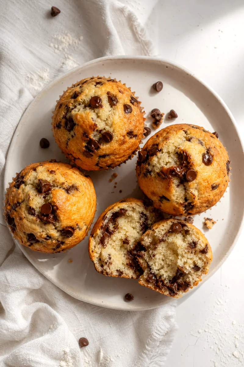 soft-greek-yogurt-chocolate-chip-muffins-top-down