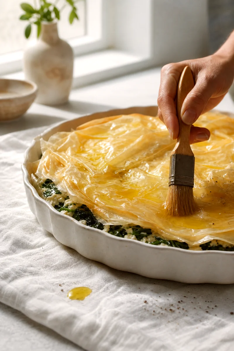 spanakopita-brushing-phyllo-process