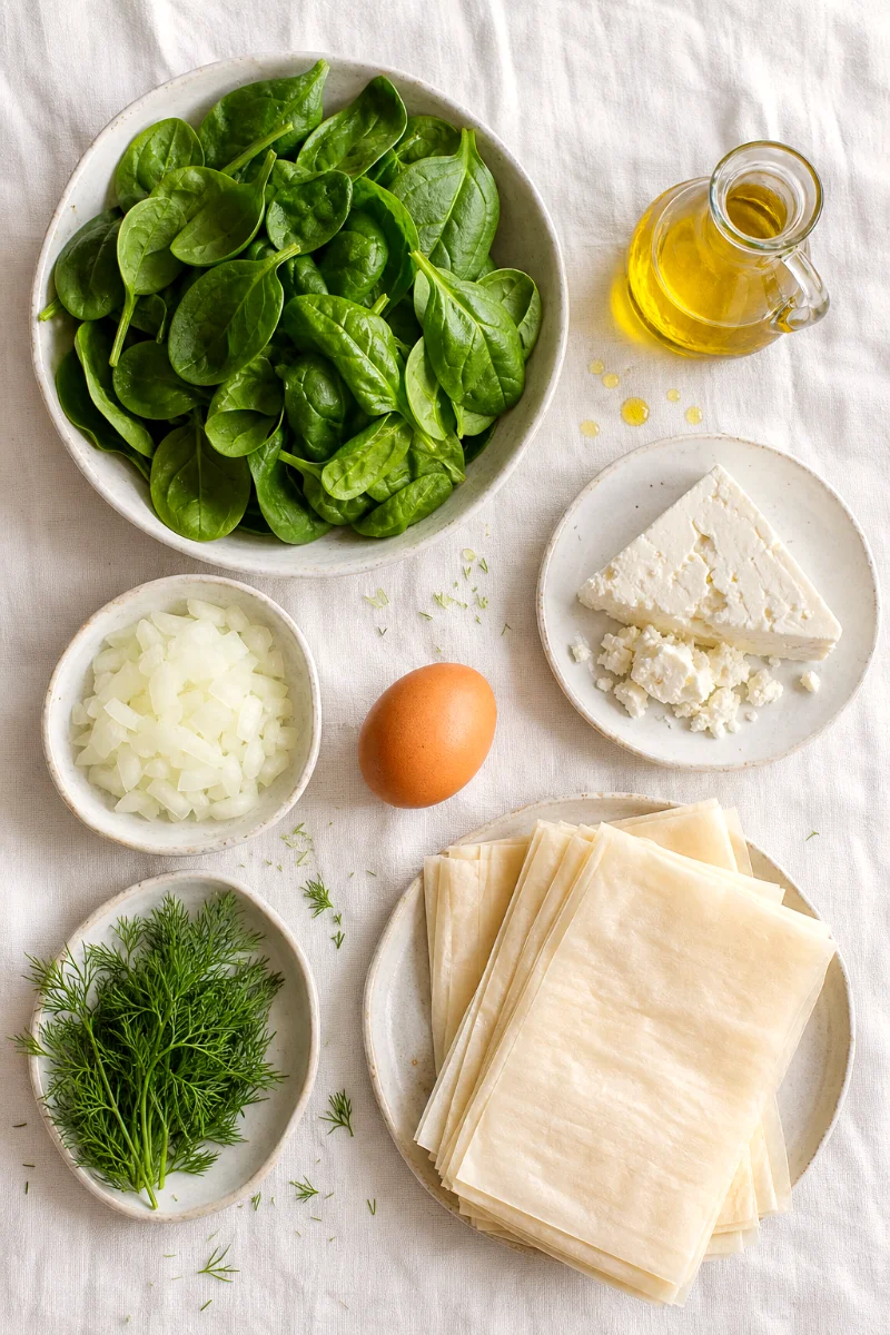 spanakopita-ingredients-flat-lay