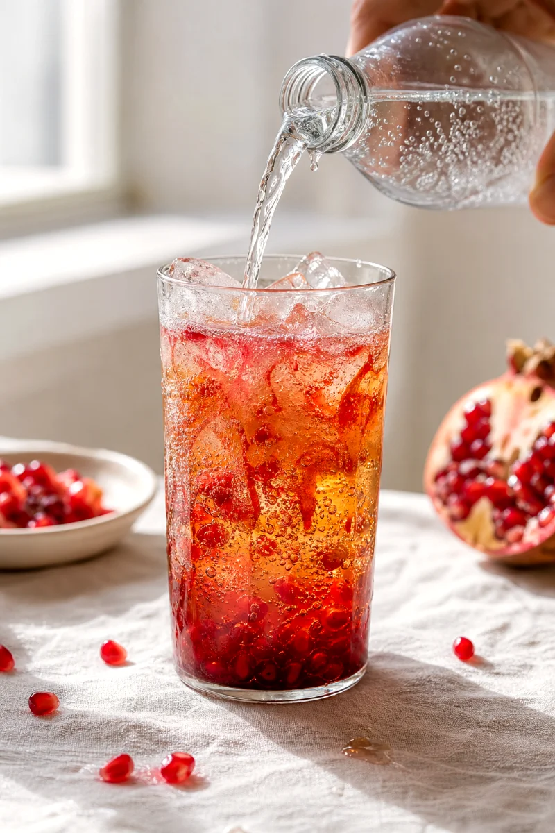 sparkling-pomegranate-iced-tea-pouring-process