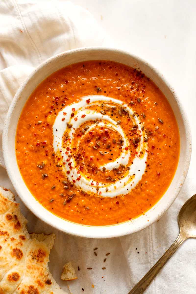 spicy-carrot-lentil-soup-top-down-bowl