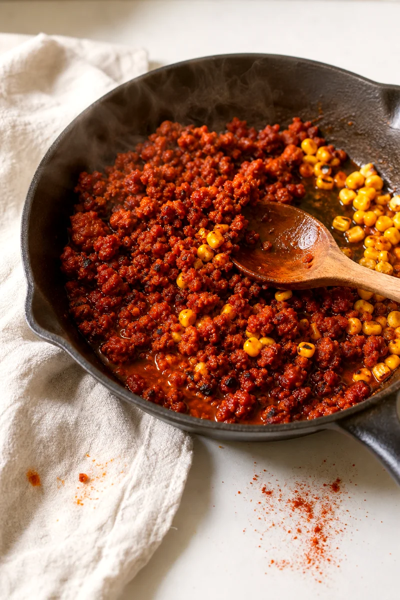 spicy-chorizo-taco-salad-cooking-process