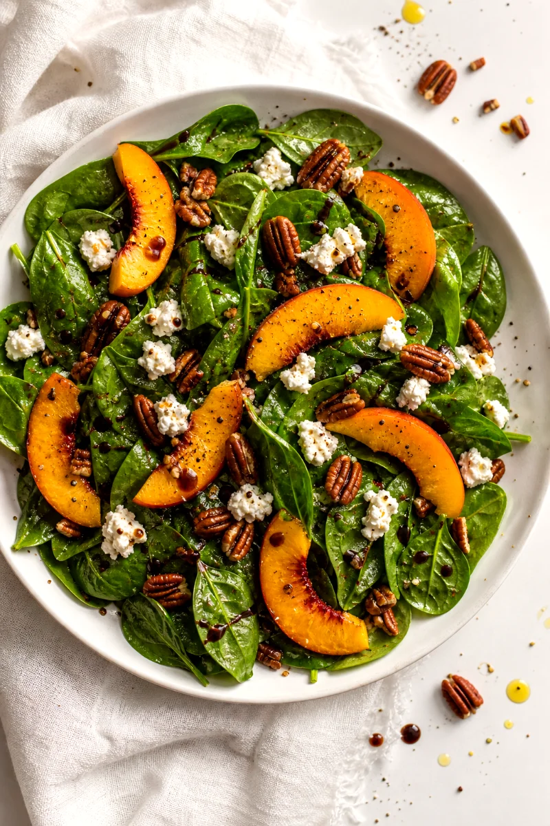 spinach-peach-salad-close-up-top-down
