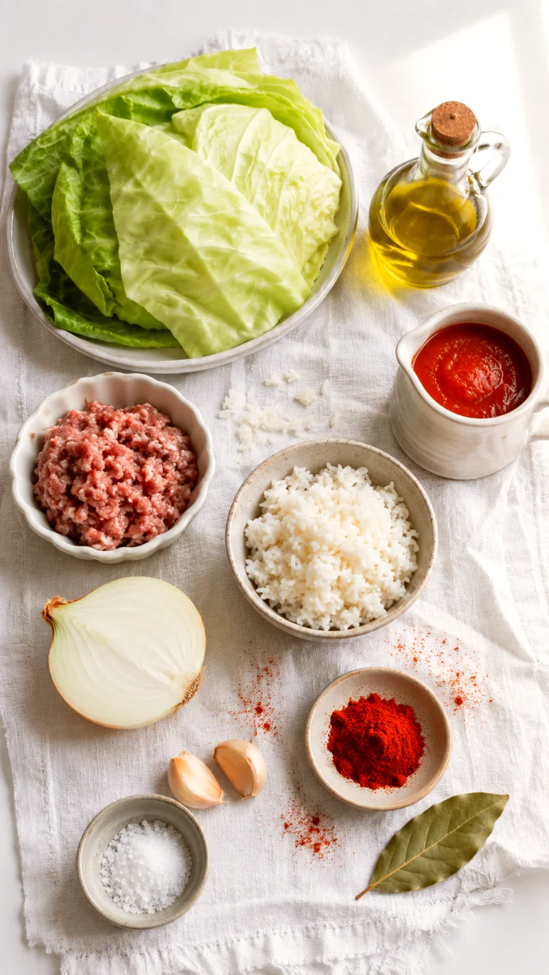 stuffed-cabbage-rolls-ingredients-flat-lay