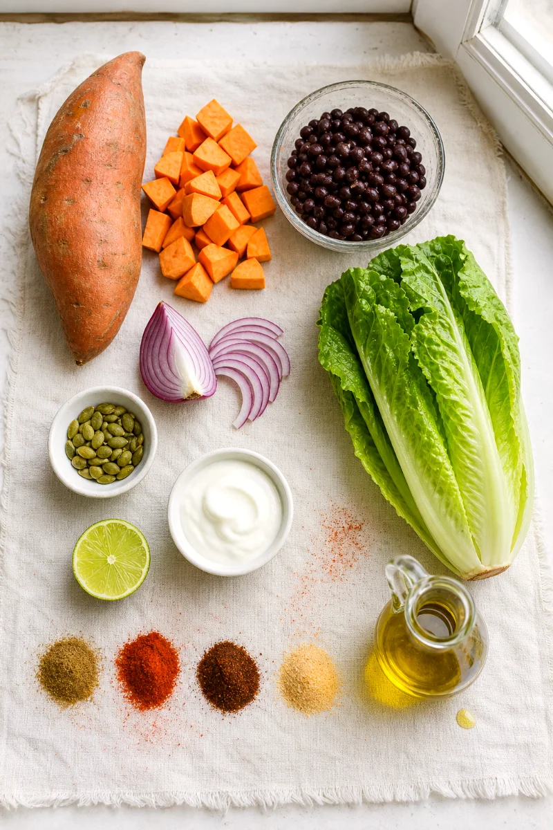 sweet-potato-black-bean-taco-salad-ingredients