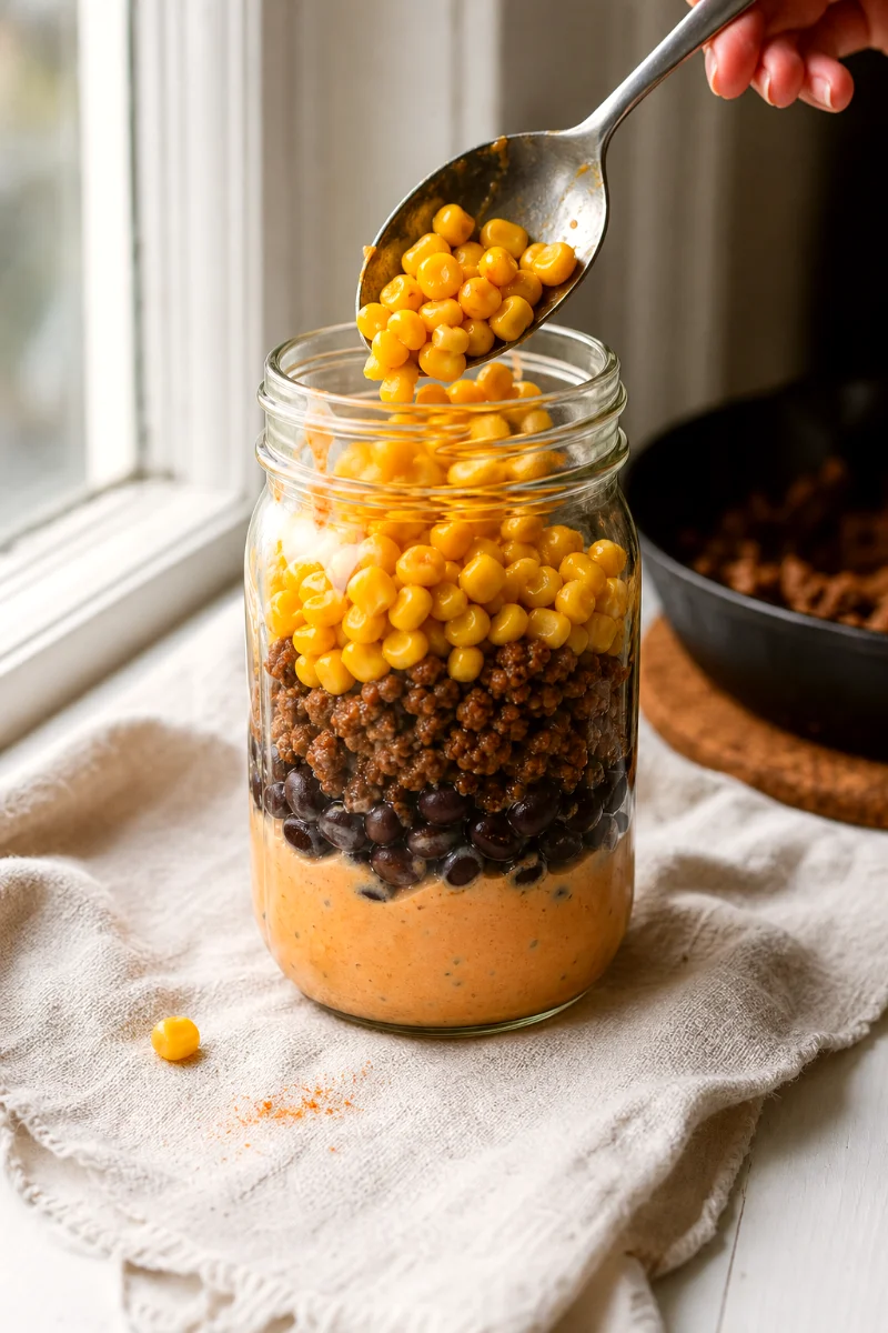 taco-salad-in-a-jar-layering-process