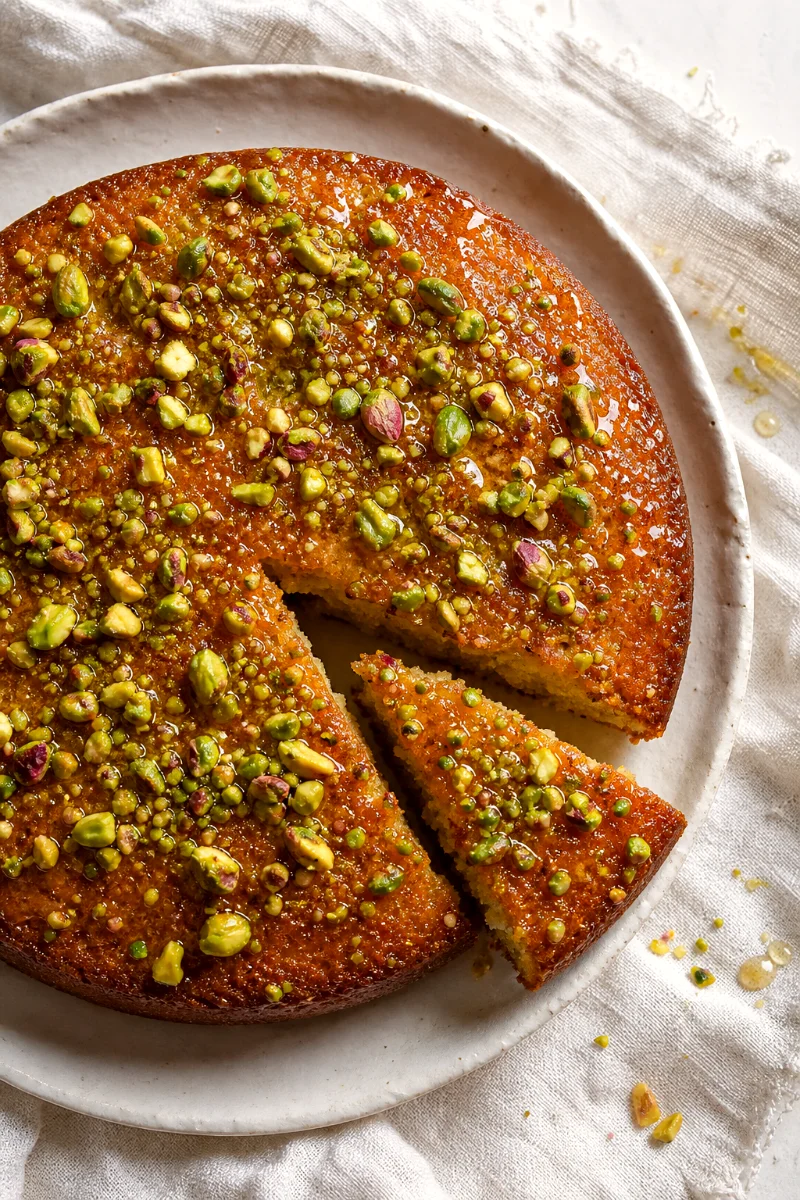 vegan-almond-tahini-cake-pistachio-closeup