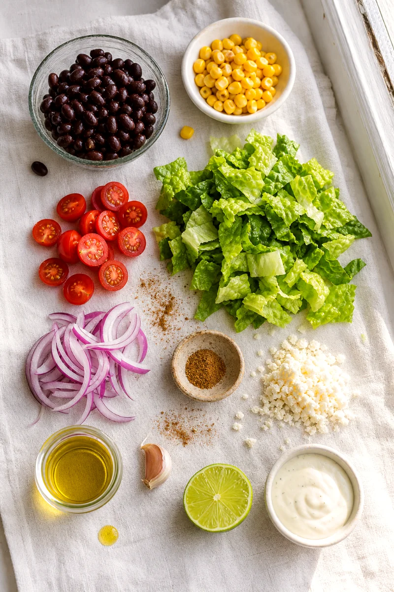 vegetarian-black-bean-taco-salad-ingredients