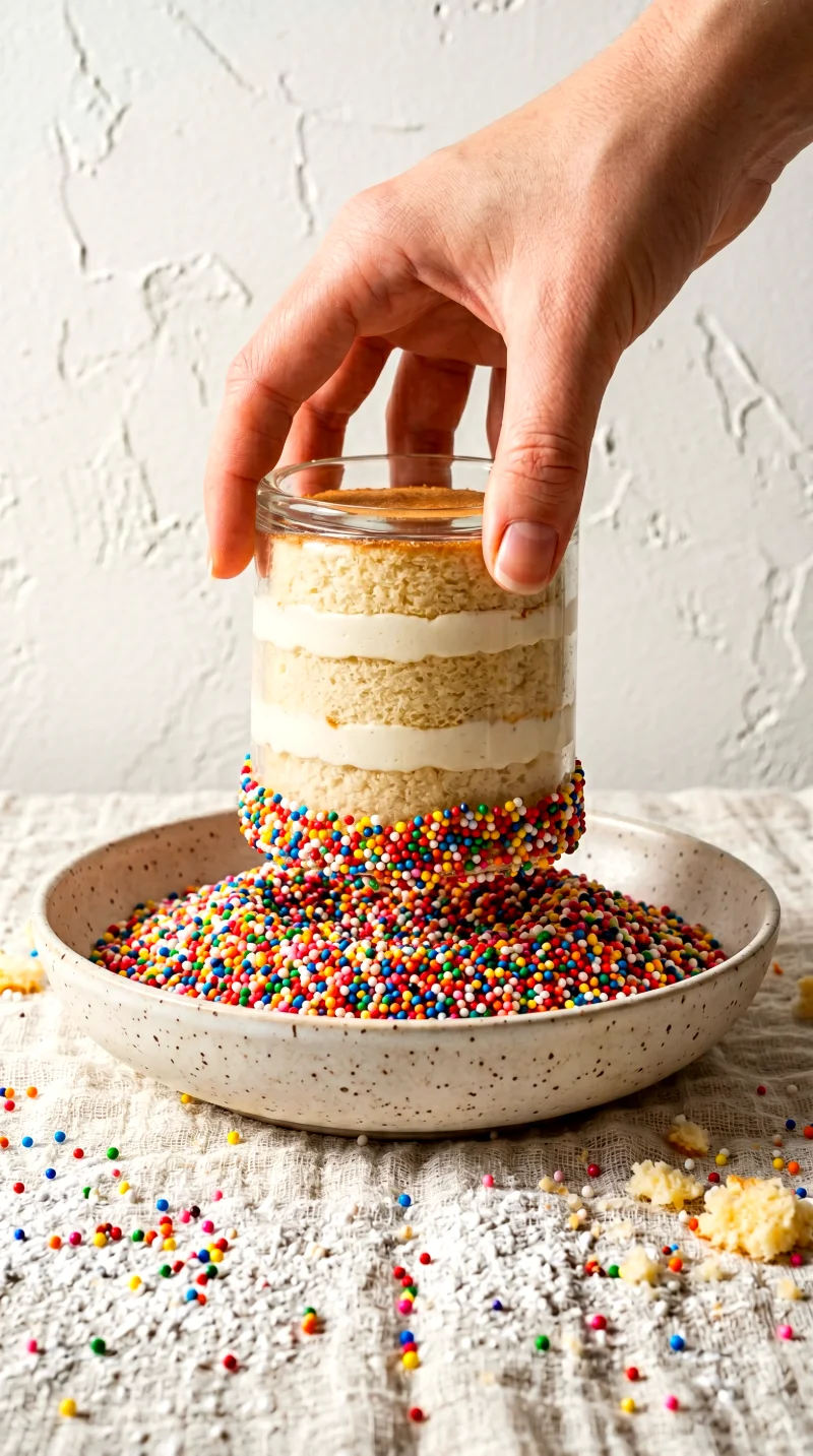 viral-dot-cake-sprinkle-dipping-process