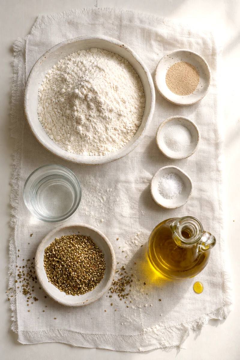 zaatar-manakish-ingredients-flat-lay