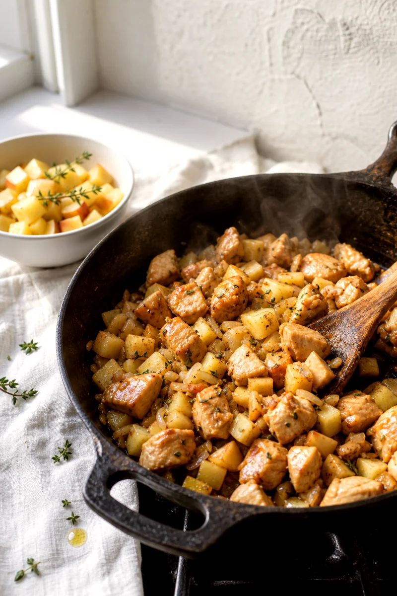 autumn-chicken-apple-skillet-cooking-process