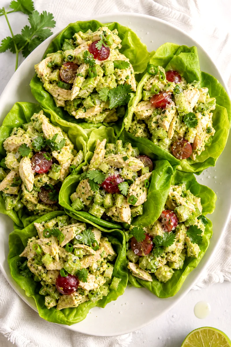 avocado-chicken-salad-lettuce-wraps-top-down