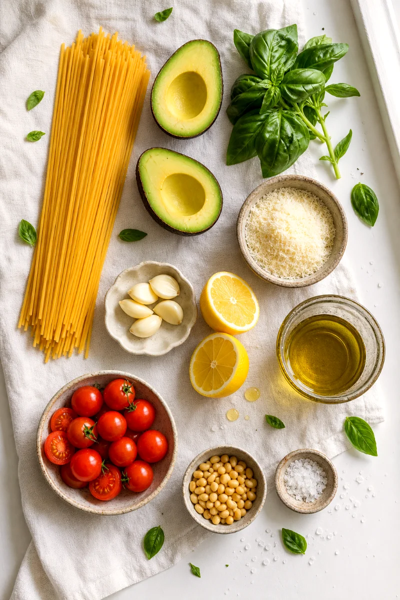 avocado-pesto-pasta-ingredients