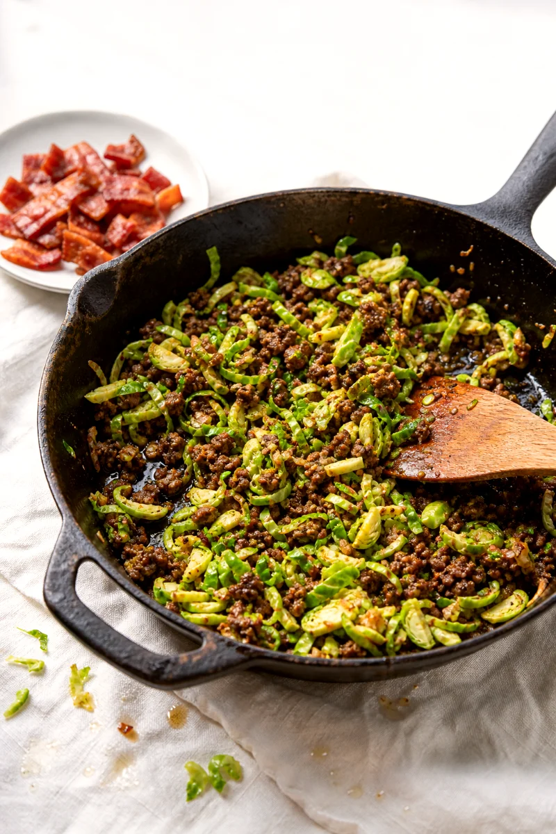 bacon-brussels-beef-hash-cooking-process