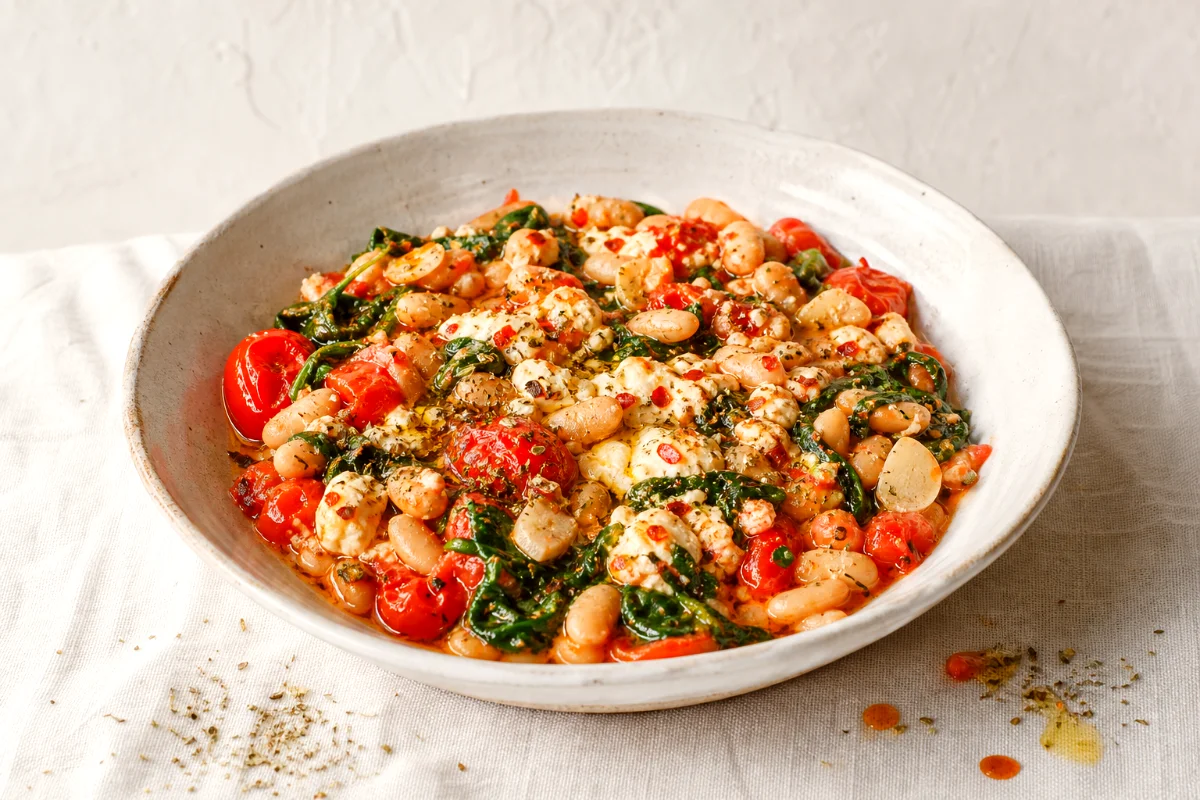 baked-feta-tomato-white-bean-skillet-featured