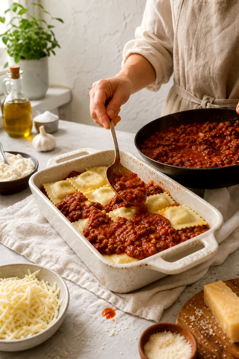 baked-ravioli-lasagna-casserole-cooking-process