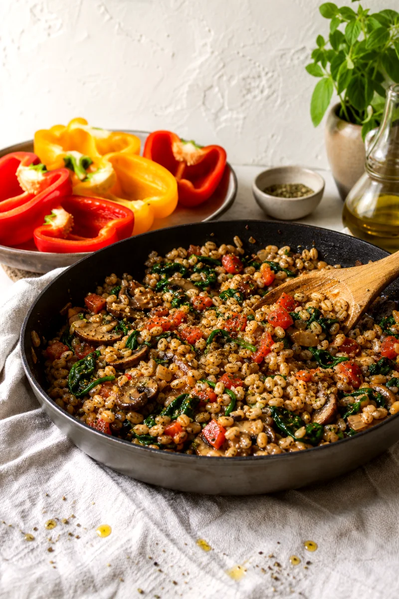 barley-mushroom-stuffed-peppers-cooking-process