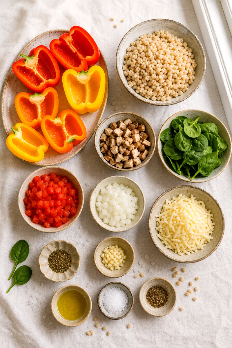 barley-mushroom-stuffed-peppers-ingredients