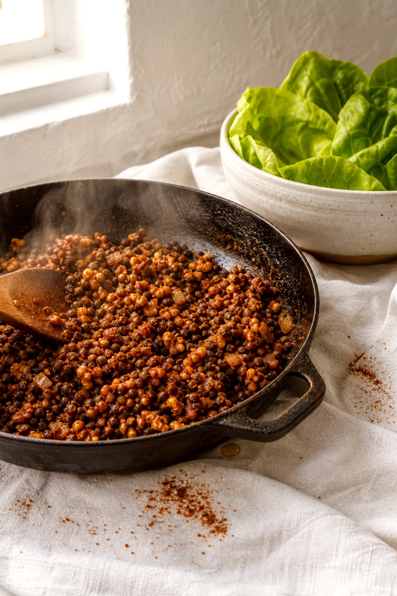black-lentil-walnut-taco-lettuce-cups-cooking-process
