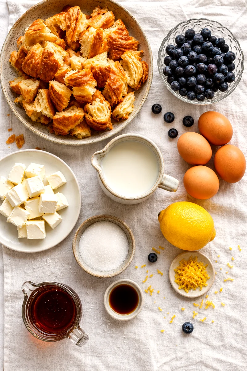 blueberry-lemon-croissant-french-toast-casserole-ingredients