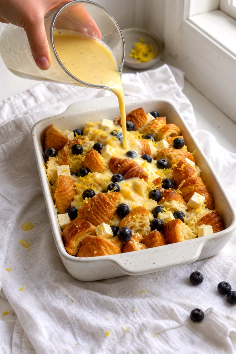 blueberry-lemon-croissant-french-toast-casserole-process