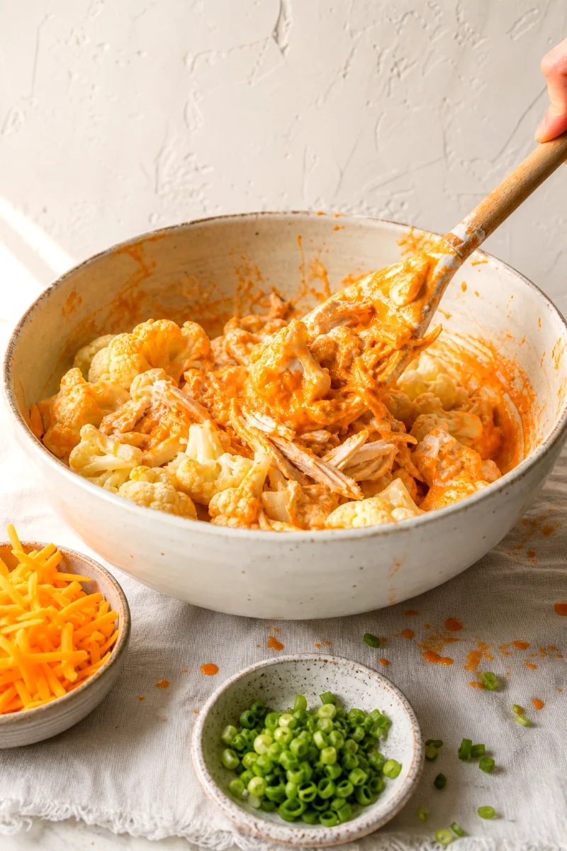 buffalo-chicken-ranch-cauliflower-casserole-cooking-process