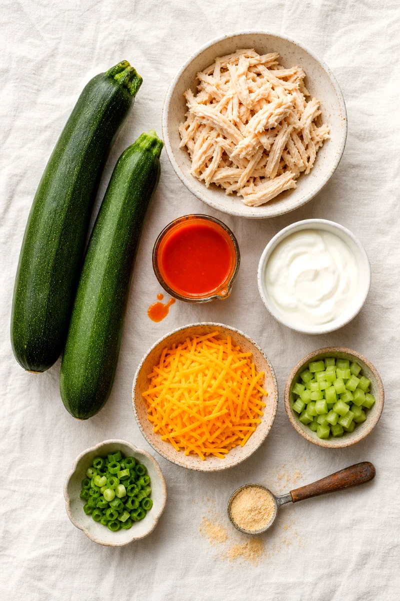 buffalo-chicken-zucchini-boats-ingredients