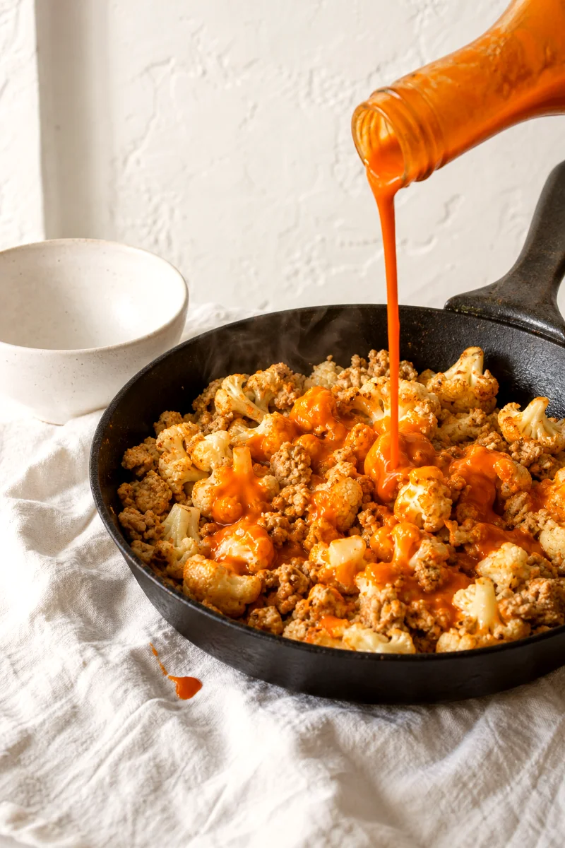 buffalo-turkey-cauliflower-cooking-process
