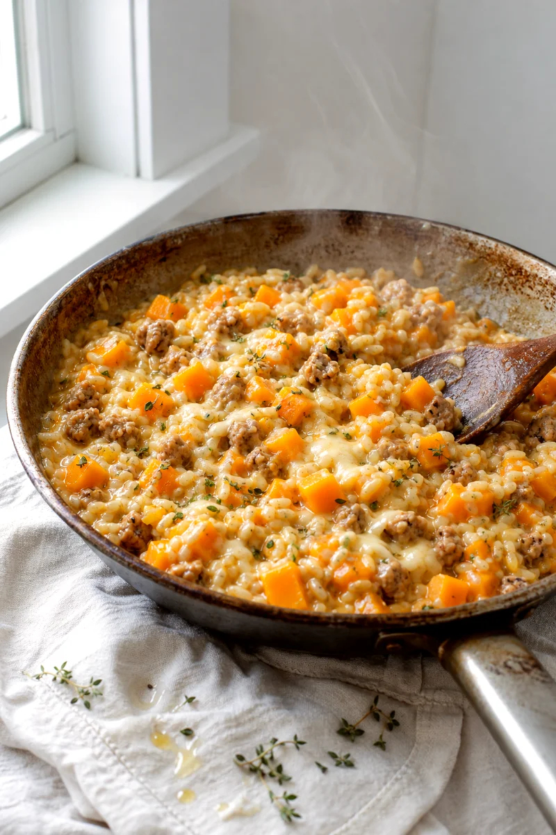 butternut-squash-brown-rice-skillet-cooking-process