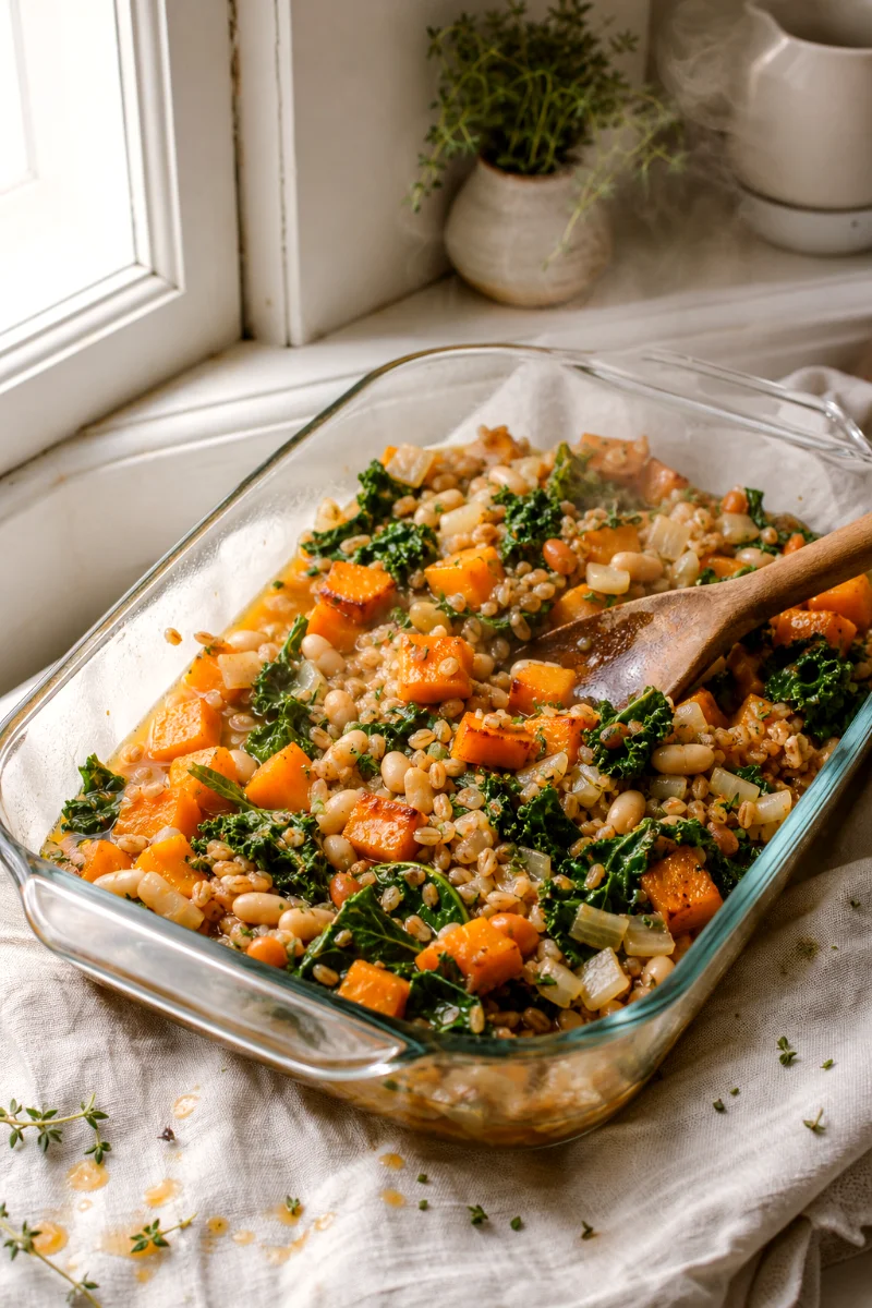 butternut-squash-kale-farro-casserole-cooking-process