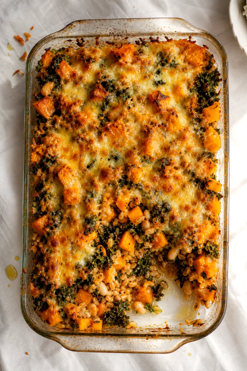 butternut-squash-kale-farro-casserole-topdown