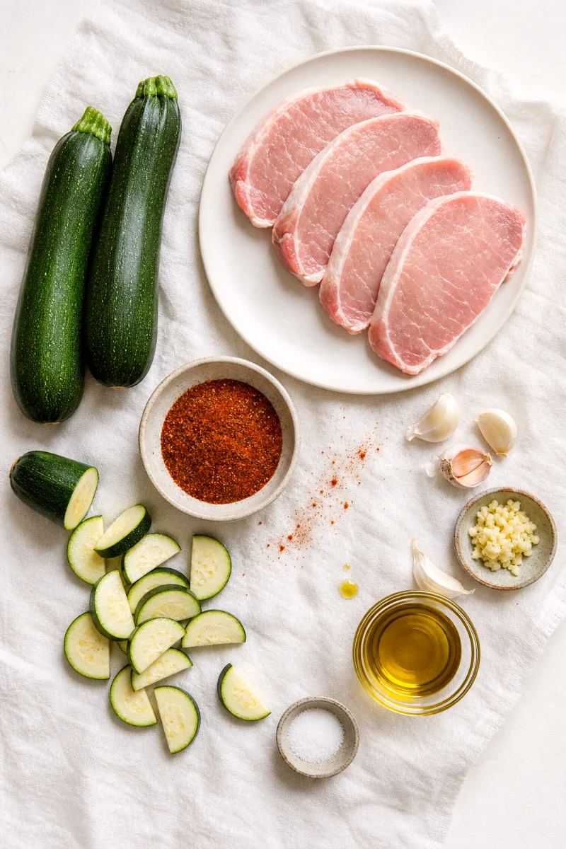 cajun-pork-chops-zucchini-ingredients