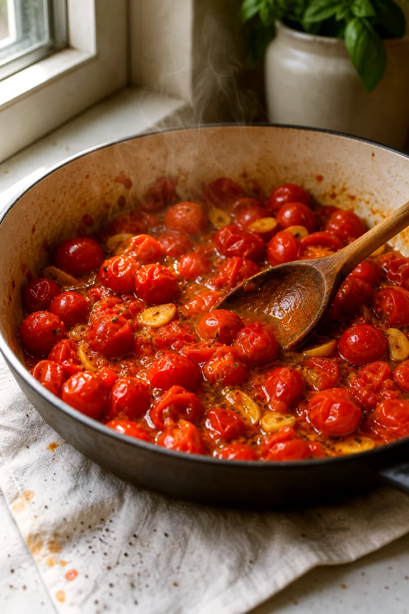 caprese-chickpea-skillet-cooking-process