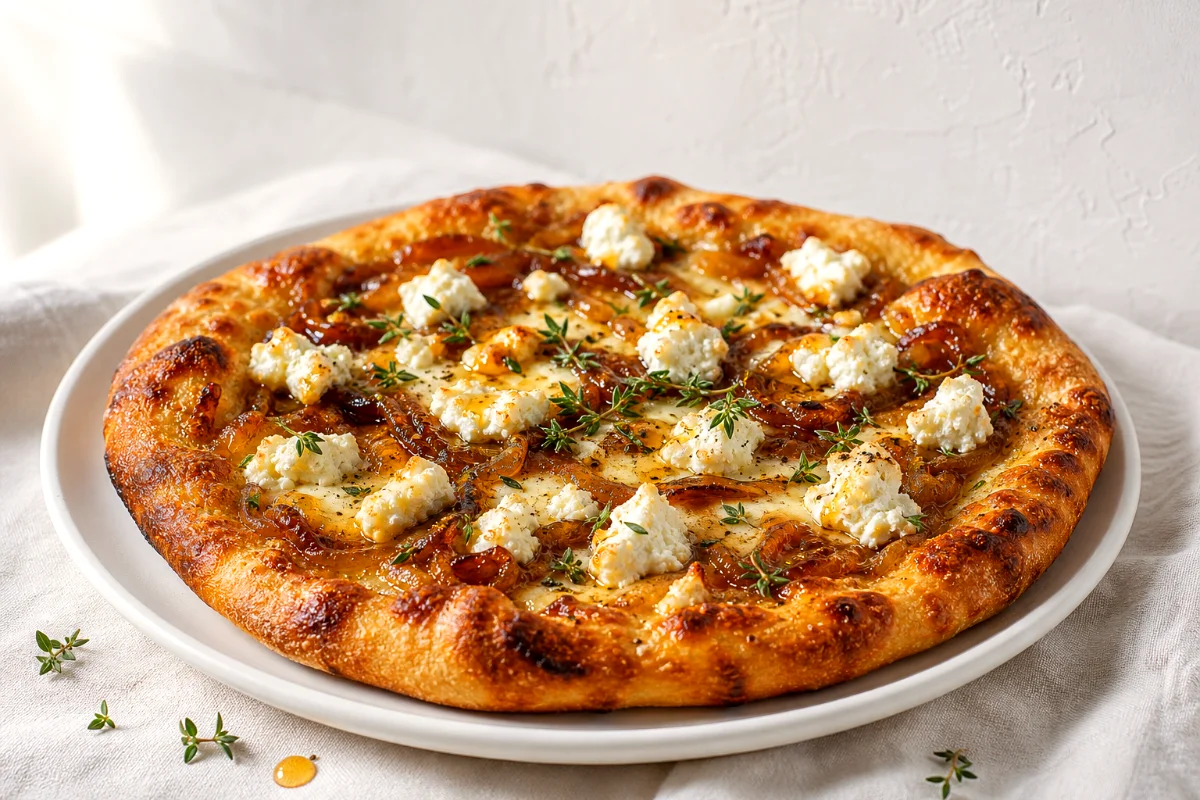 caramelized-onion-goat-cheese-pan-pizza-featured