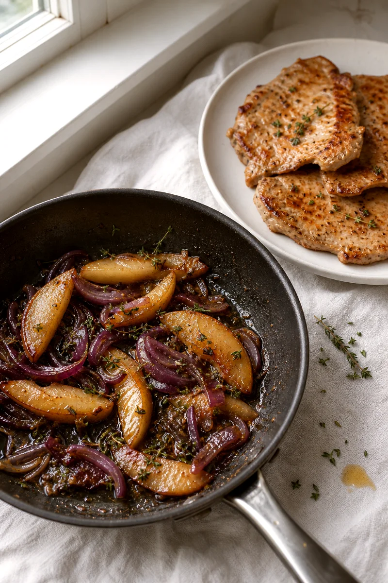 caramelizing-pears-red-onion-pork-chops