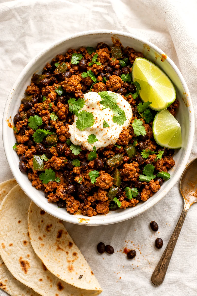 carnitas-spiced-pork-black-bean-bowl-top-down