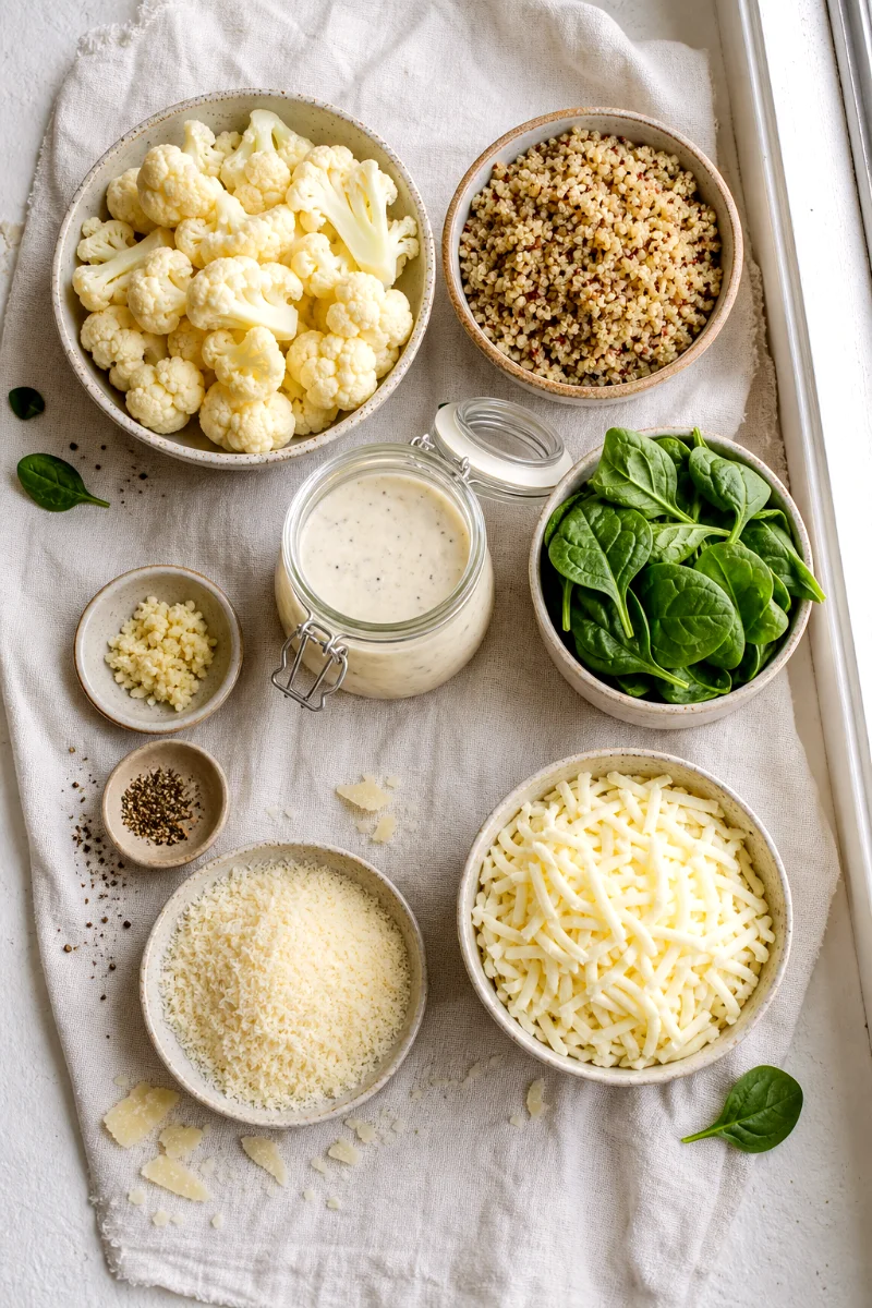 cauliflower-alfredo-quinoa-casserole-ingredients