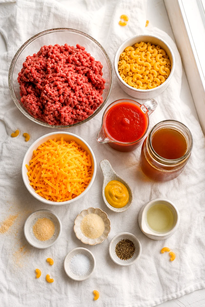 cheeseburger-macaroni-skillet-ingredients