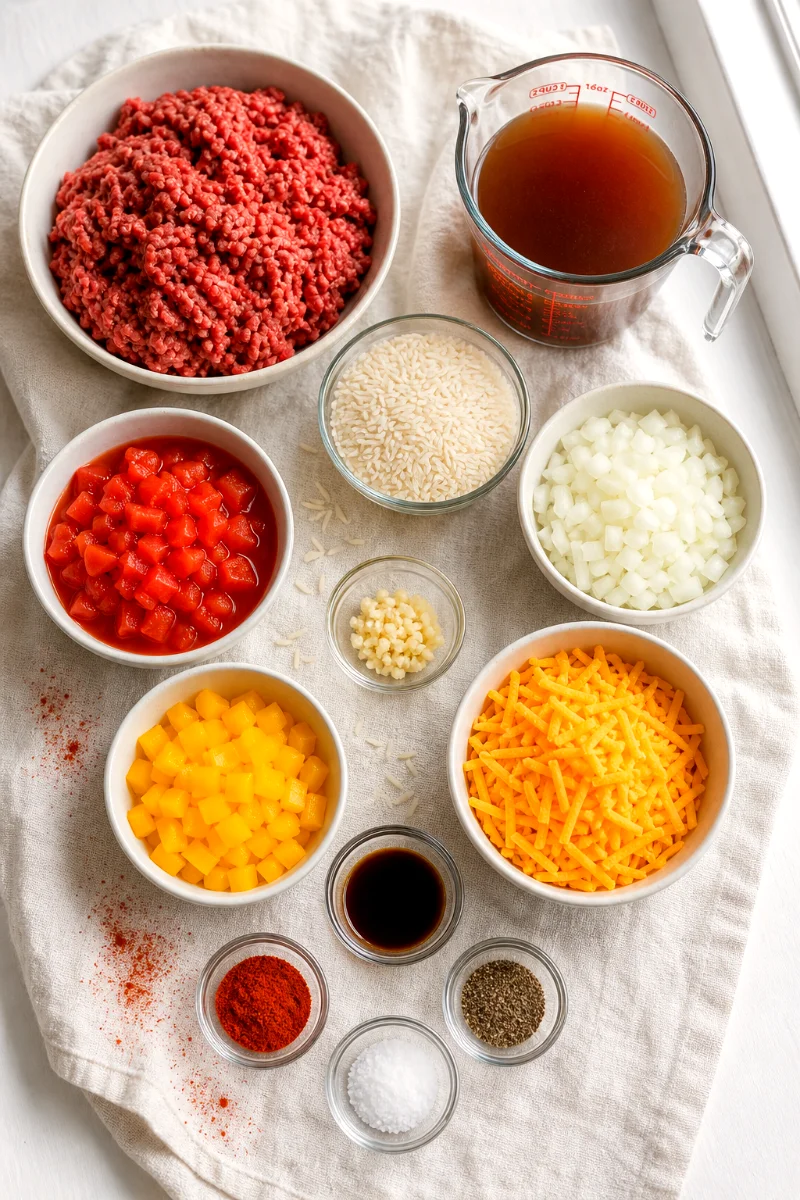cheesy-beef-rice-casserole-ingredients