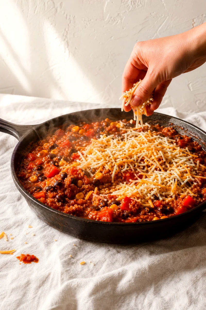 cheesy-enchilada-quinoa-skillet-cooking-process