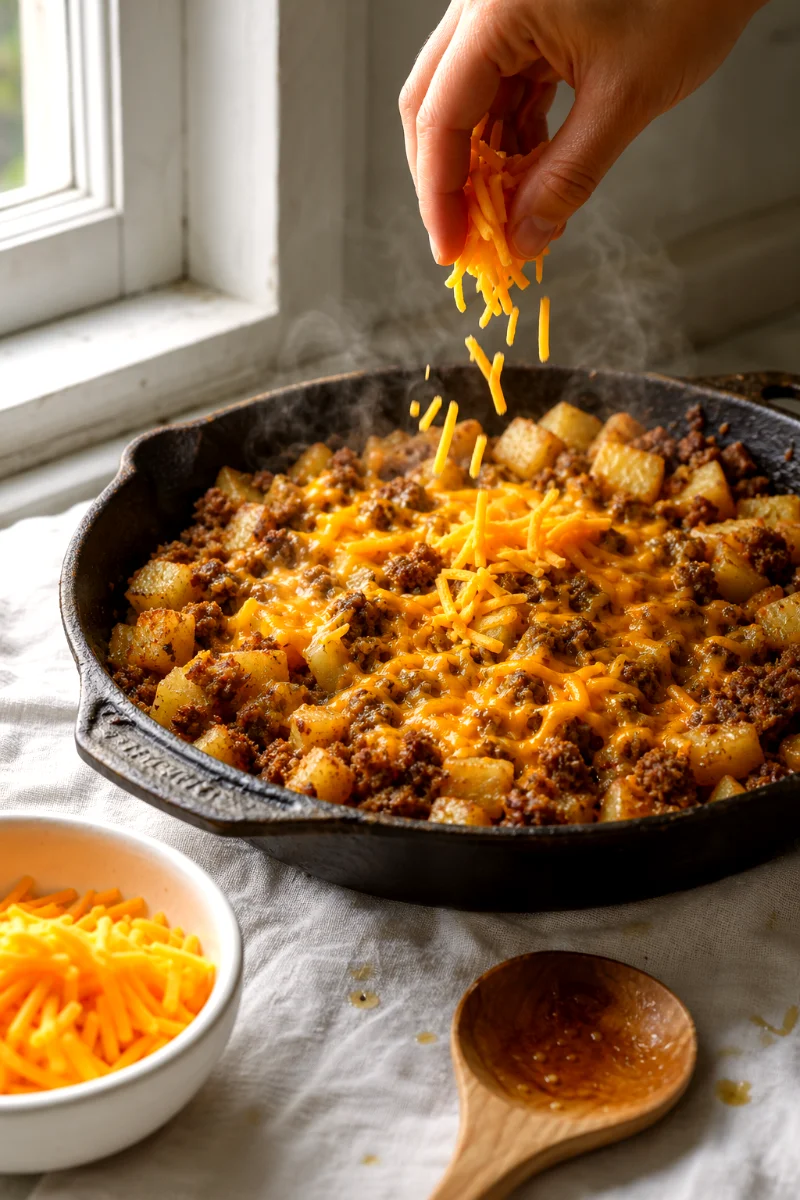 cheesy-ground-beef-potatoes-cooking-process