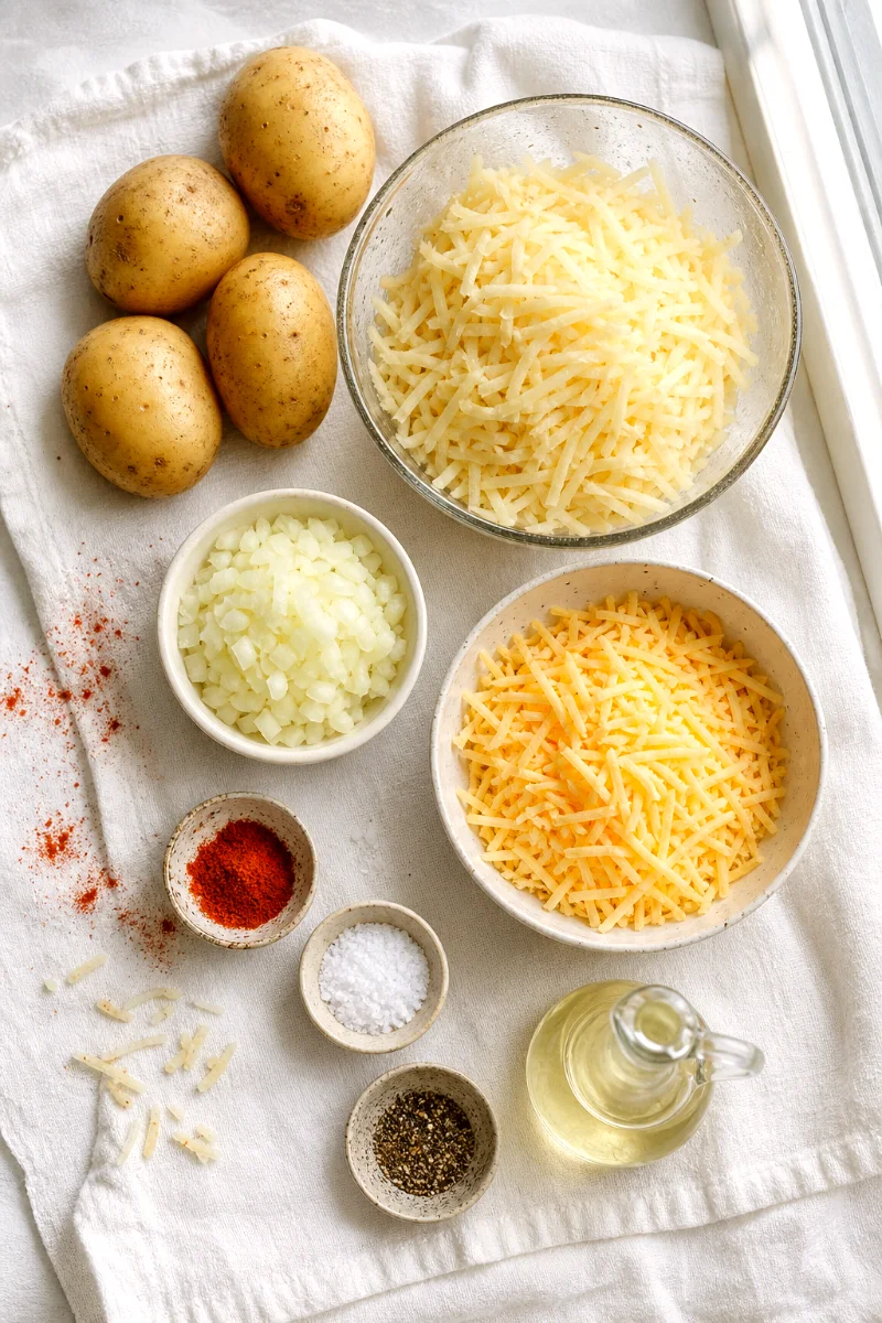cheesy-potato-pancake-ingredients-flat-lay