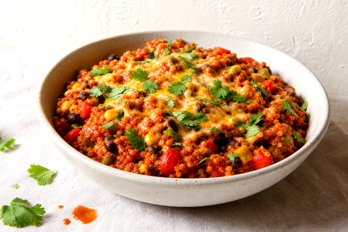 cheesy-quinoa-black-bean-enchilada-skillet-close-up