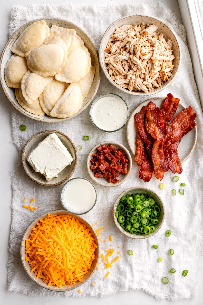 chicken-bacon-ranch-pierogi-casserole-ingredients